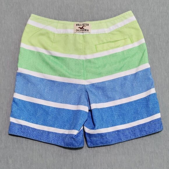 Hollister Mens Medium 7" Board Shorts Swim Trunks Striped Colorful Unlined EUC - Picture 4 of 16